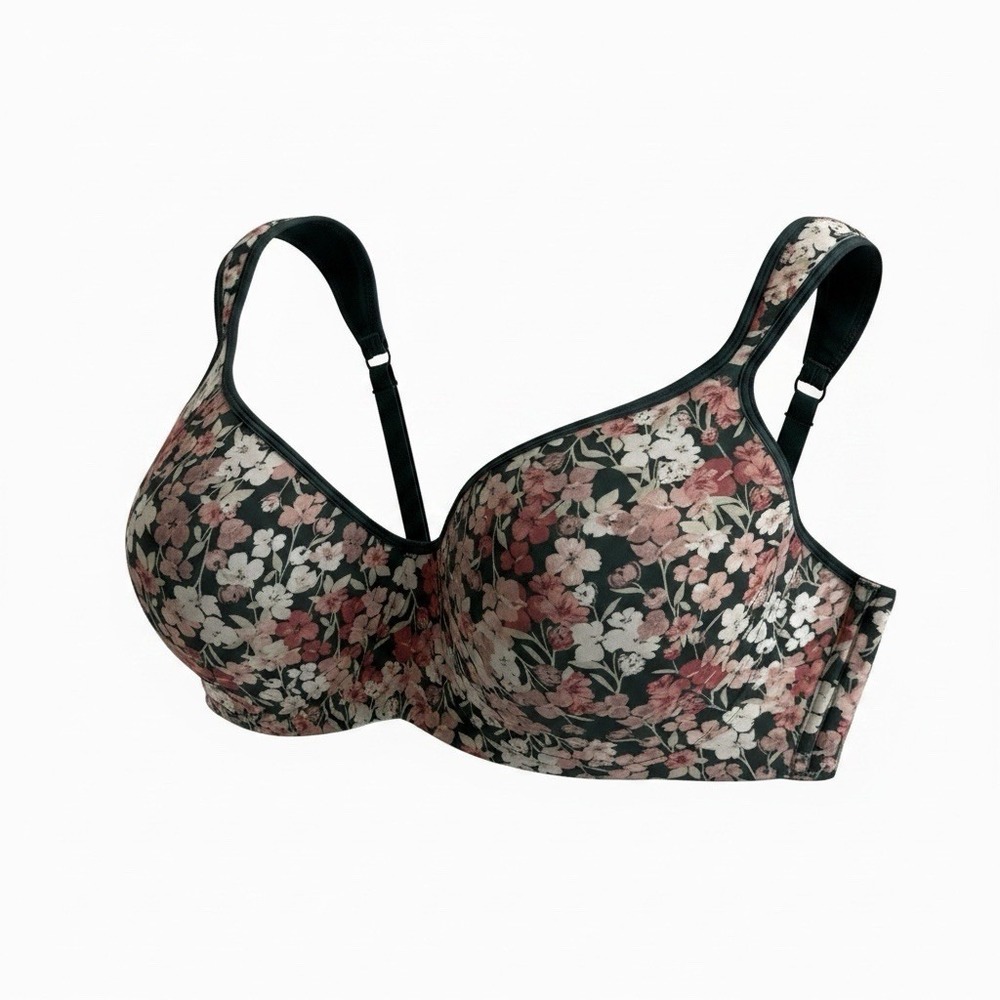 Laura Ashley Bra Green Floral Size 38DD - Hidden Underwire